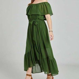 Olive Green Altar'd State Waverly Maxi Dress